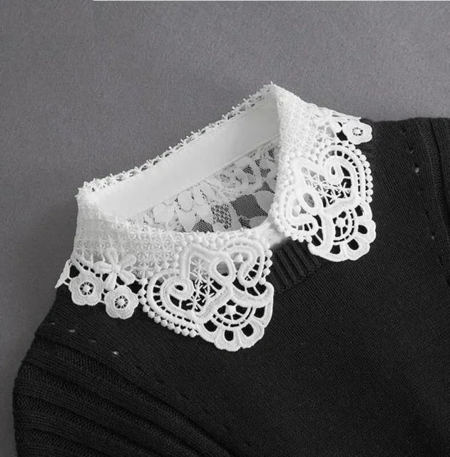 011-02 Color Lace Detachable Fake Collar Blouse Insert for Women