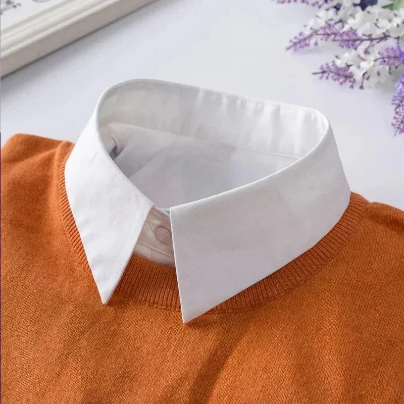 White 01-L Color Lace Detachable Fake Collar Blouse Insert for Women