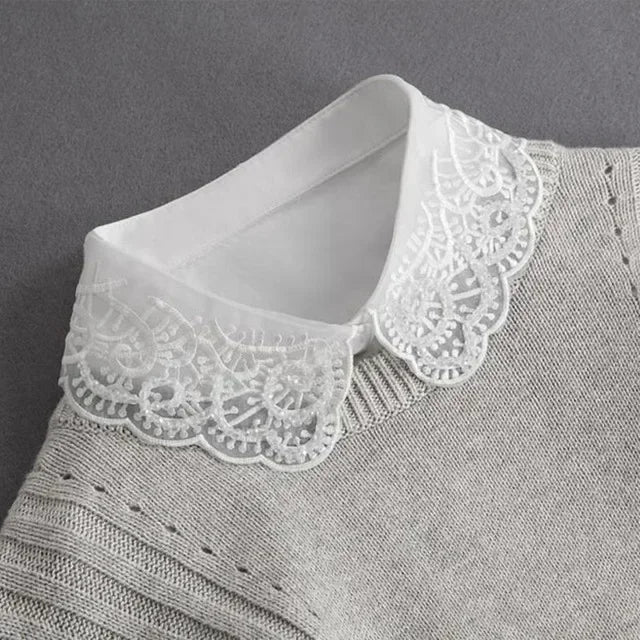 004-02 Color Lace Detachable Fake Collar Blouse Insert for Women