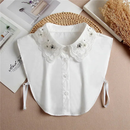 026-02 Color Lace Detachable Fake Collar Blouse Insert for Women