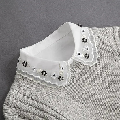 046-01 Color Lace Detachable Fake Collar Blouse Insert for Women