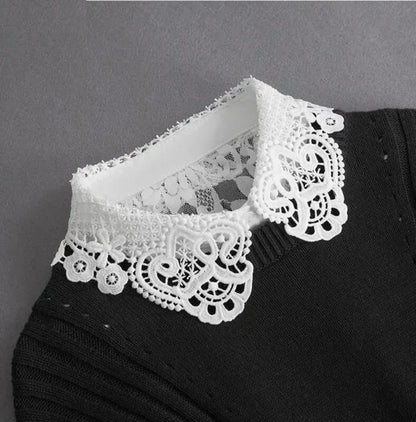 011-02 Color Lace Detachable Fake Collar Blouse Insert for Women