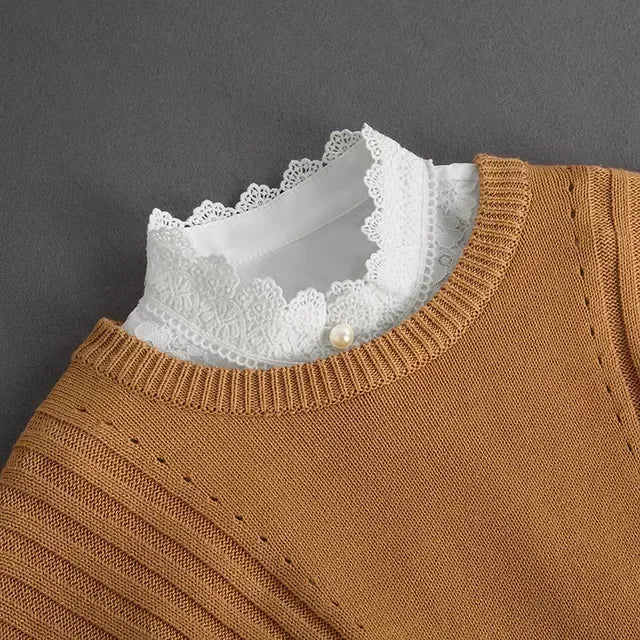 003-02 Color Lace Detachable Fake Collar Blouse Insert for Women